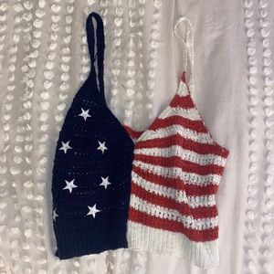 LIKE NEW American Eagle American Flag Crop Top